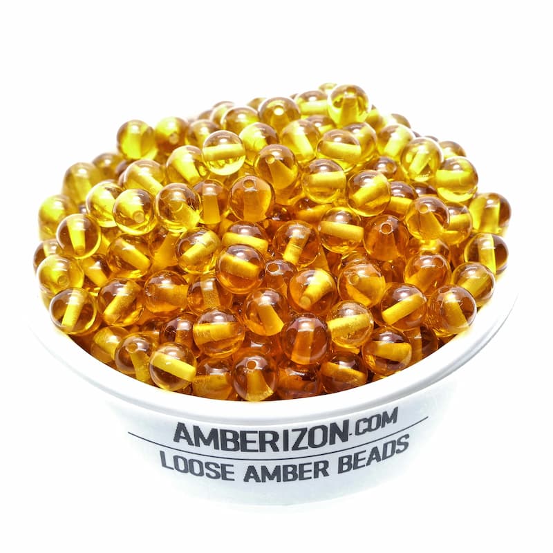 Tiny diameter 4mm round separator amber beads