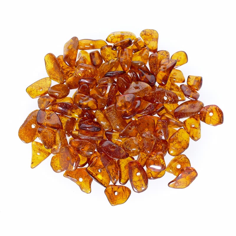 Cognac color amber beads - chip shape