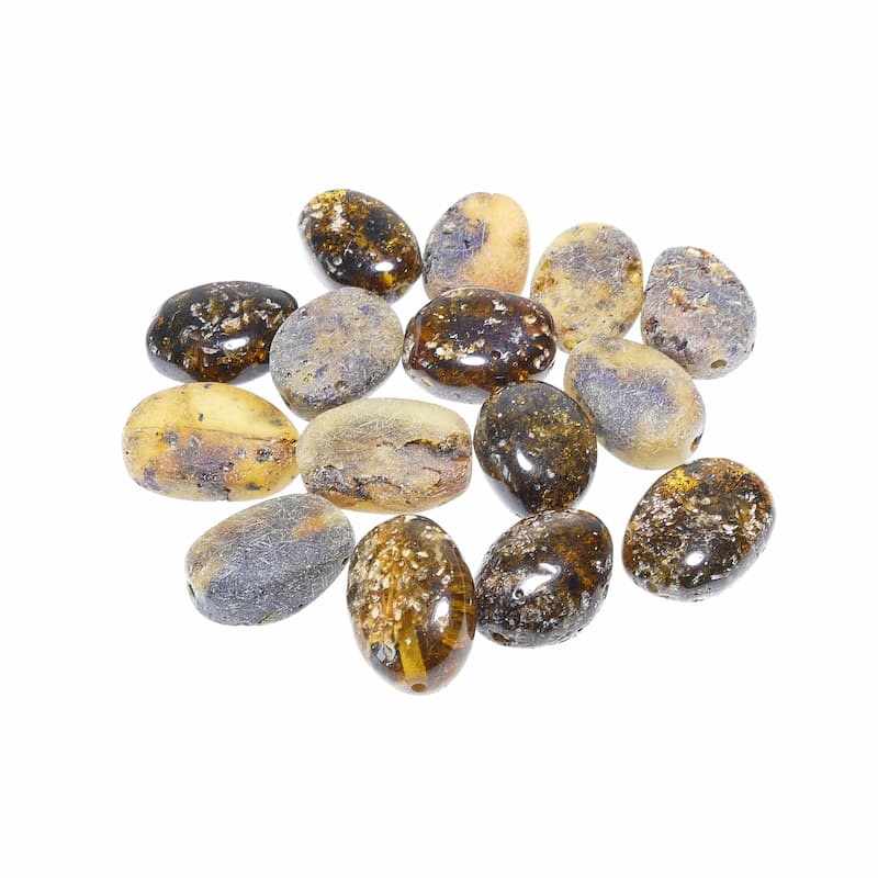Flat olive/rice shape amber beads
