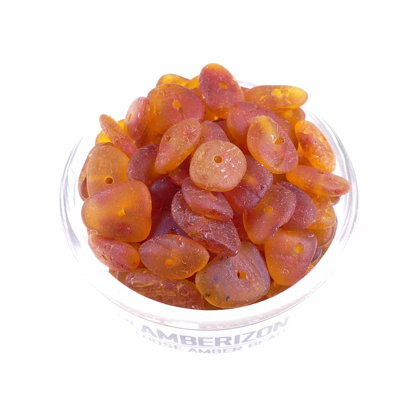Red/orange raw amber beads - chips