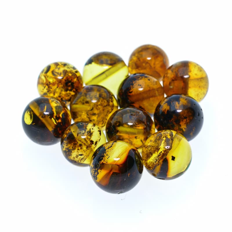 Honey green 10mm round amber balls